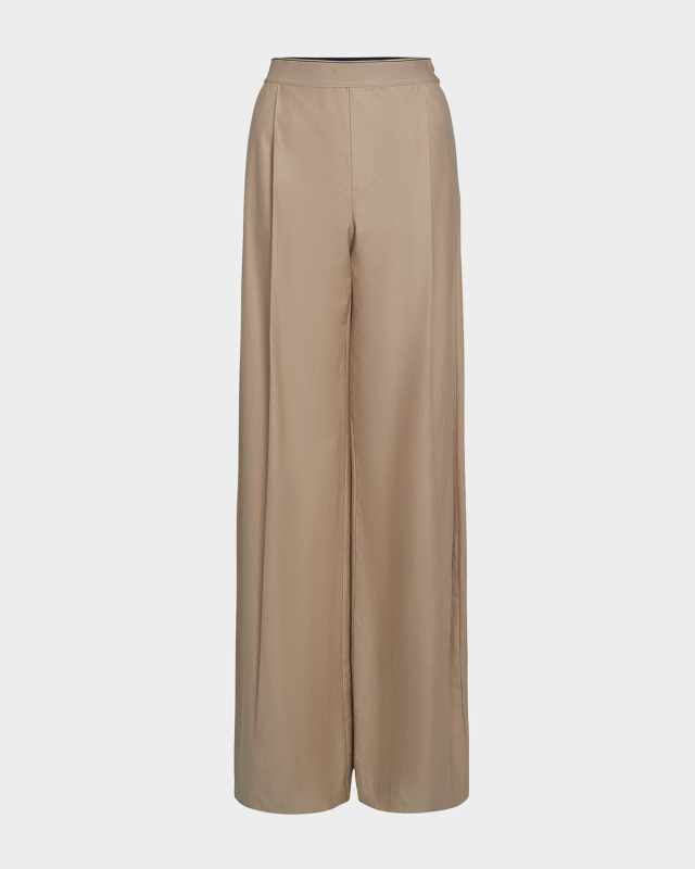 Mid-Rise Pleated Wide-Leg Pants